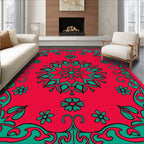 Mandala Floral Red Teal Design Rug
