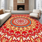 Radiant Red Yellow Floral Mandala Rug