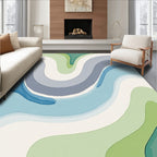 Abstract Wavy Blue Green Flow Rug