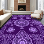 Deep Purple Ornate Mandala Pattern Rug