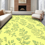 Delicate Green Leafy Vine Pattern Rug