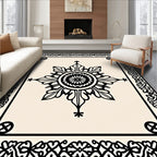 Classic Black Floral Motif Rug