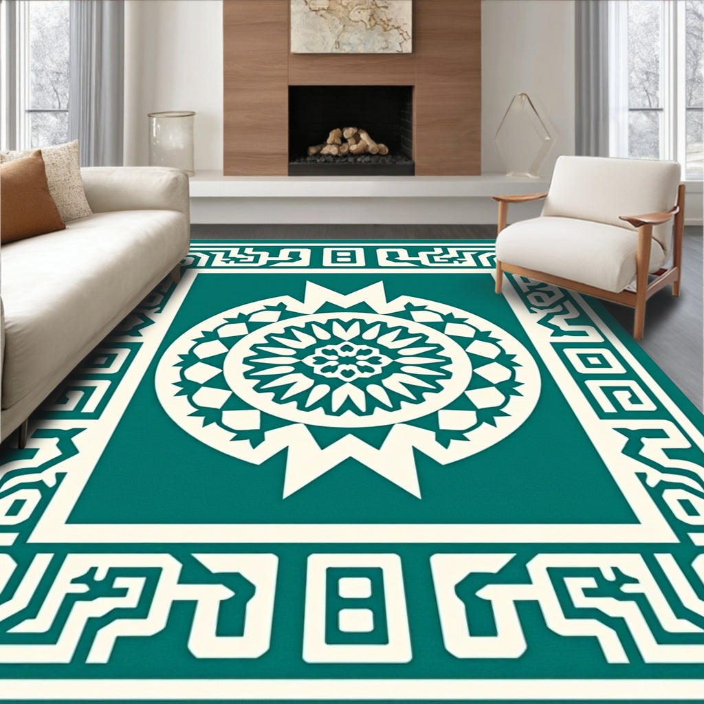 Ornate Pomegranate Geometric Pattern Rug