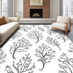 Botanical Line Art Whimsical Floral Pattern Rug