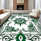 Green Floral Star Mandala Pattern Rug