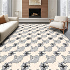 Whimsical Grey Creature Pattern Design Rug