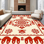 Abstract Red Festive Mandala Design Rug
