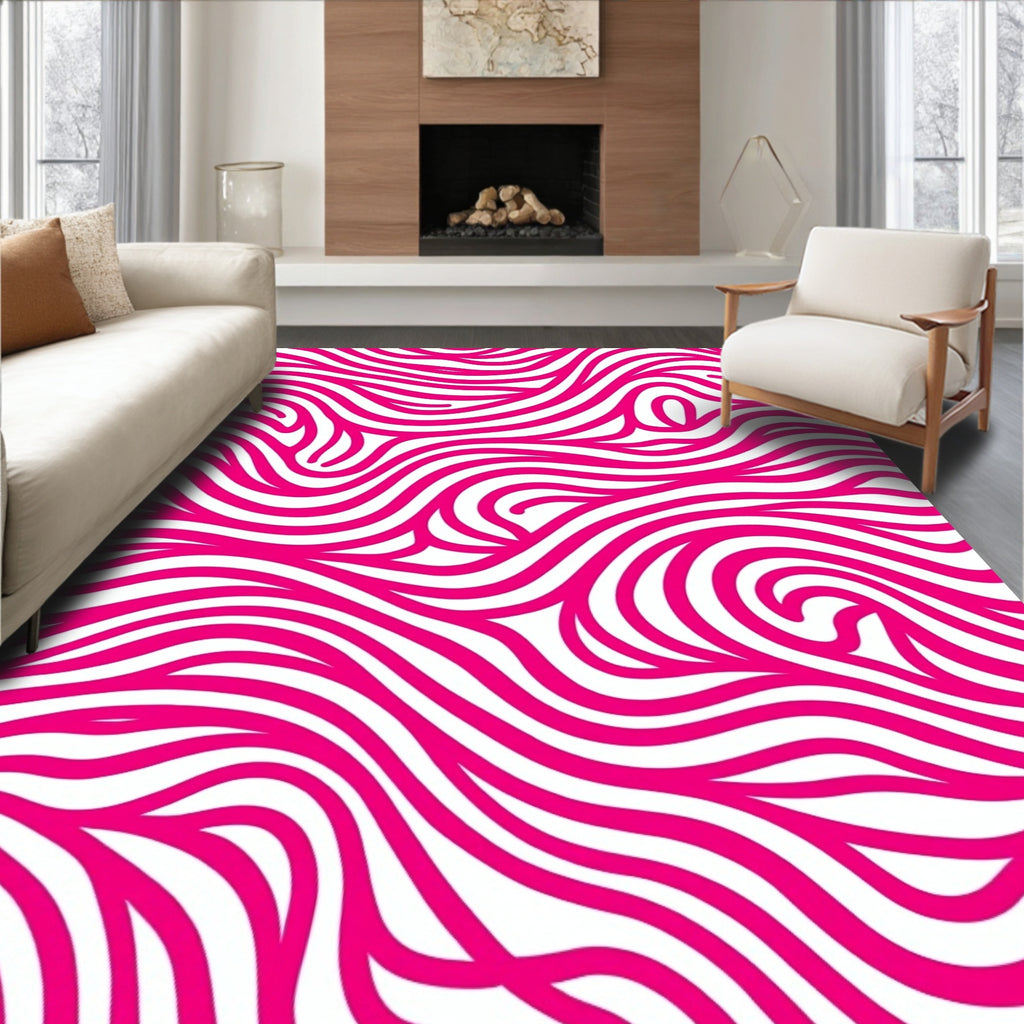 Vibrant Pink Swirl Abstract Pattern Rug
