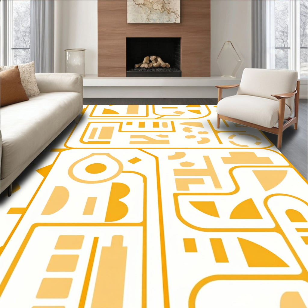 Abstract Orange Geometric Shapes Rug