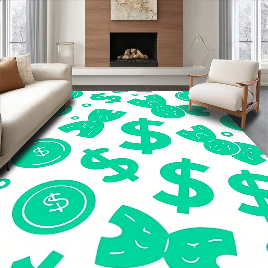 Green Dollar Fish Pattern Design Rug