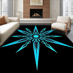 Bright Teal Starburst Mandala Rug