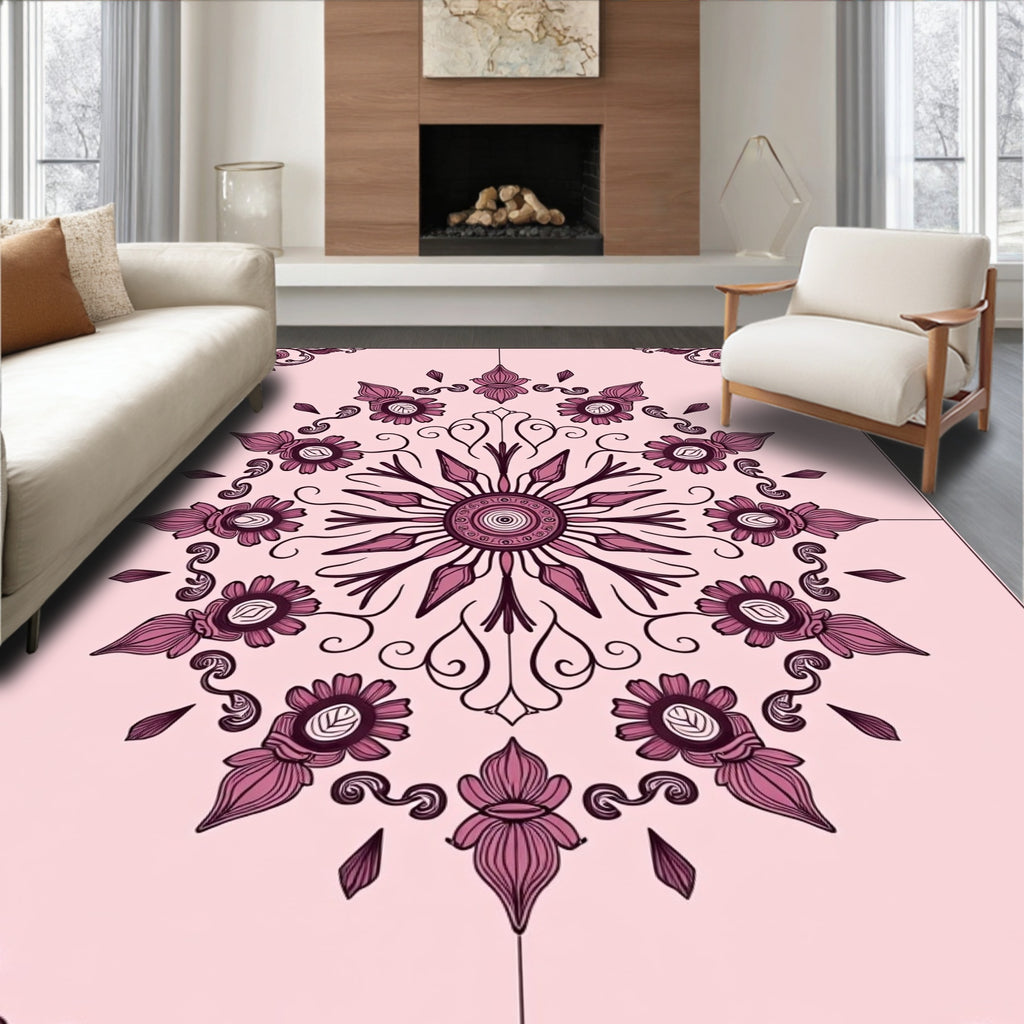Vintage Floral Mandala Style Design Rug