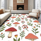 Whimsical Mushroom And Floral Pattern Rug