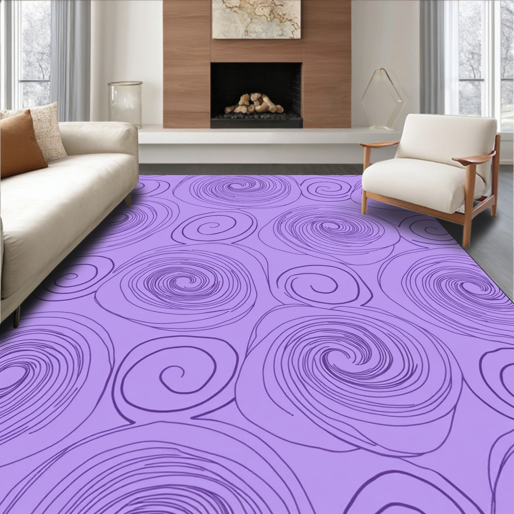 Purple Swirl Pattern Design Rug