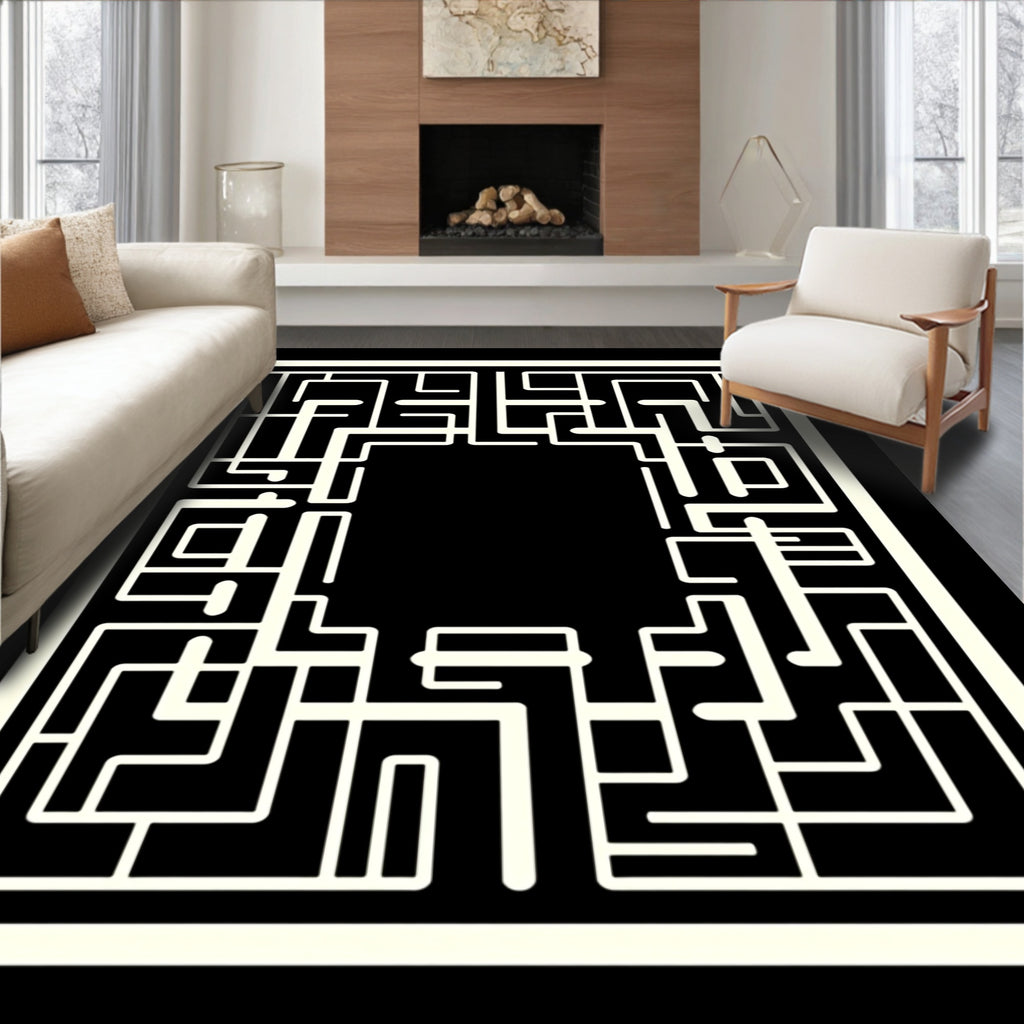 Geometric Maze Pattern Design Rug