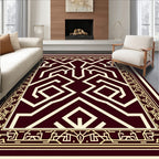 Regal Burgundy Gold Geometric Design Rug