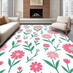 Pink Green Floral Pattern Design Rug