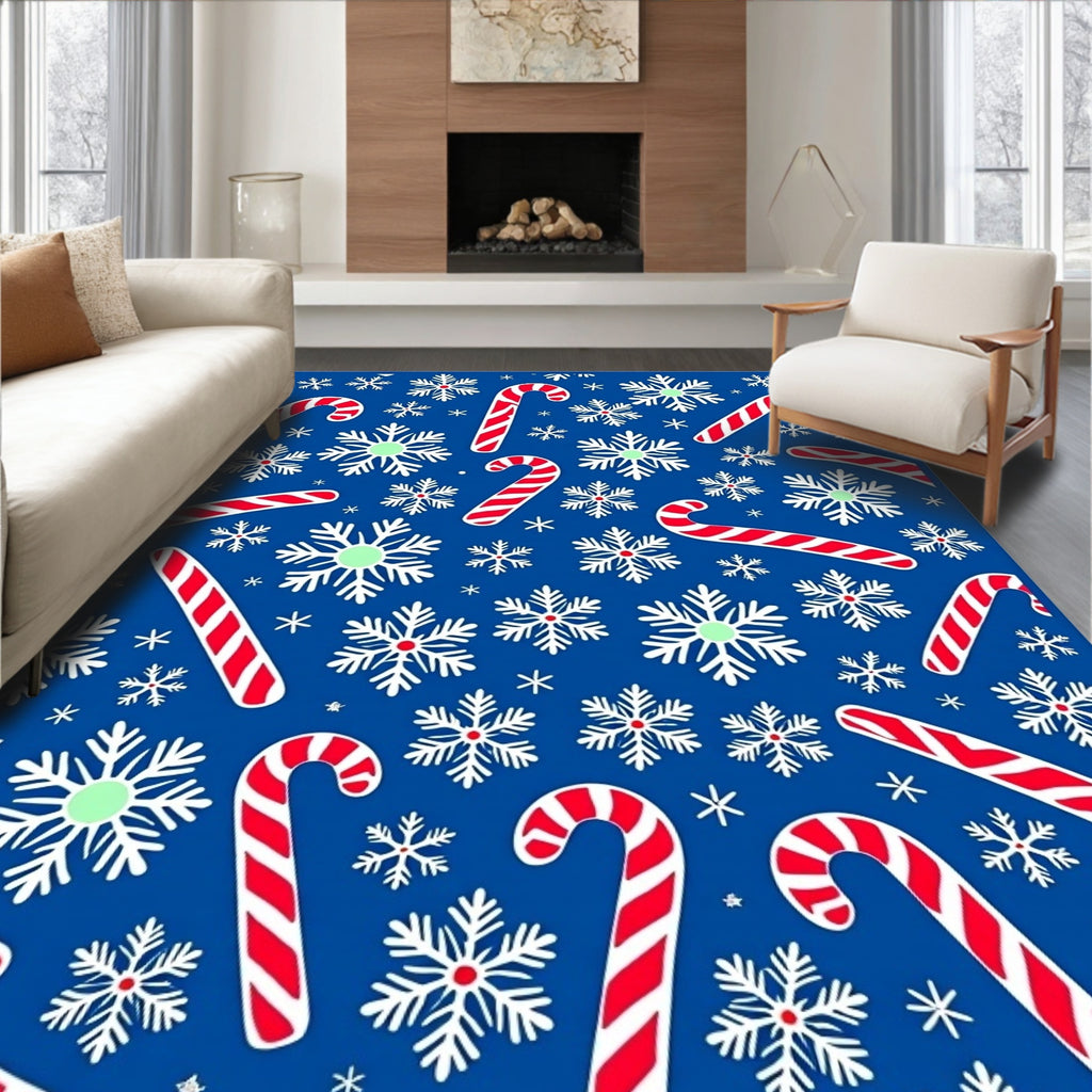 Christmas Candy Cane Snowflake Repeat Rug