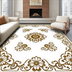 Elegant Brown Floral Medallion Design Rug