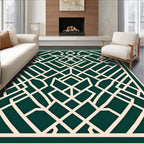 Geometric Lattice Cream Green Rug