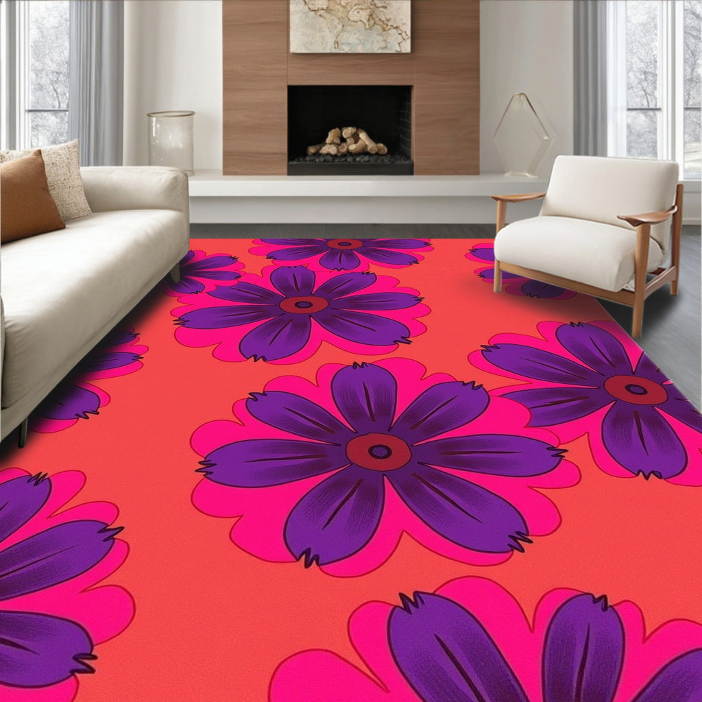 Bold Floral Petal Pattern Rug