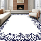 Ornate Navy Swirl Floral Elegance Rug
