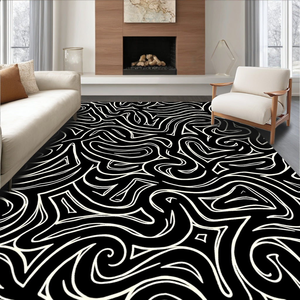 Abstract Swirls And Angles Rug