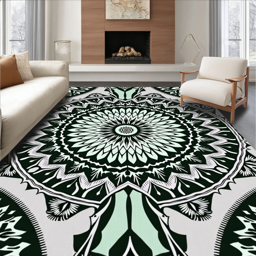 Intricate Floral Mandala Pattern Rug