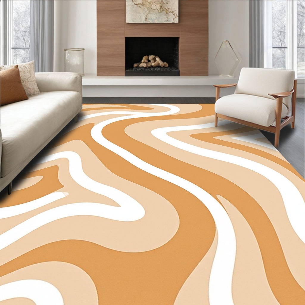 Modern Wavy Earth Tones Rug