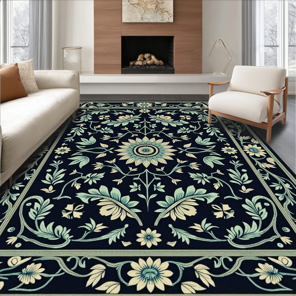 Art Nouveau Floral Botanical Pattern Rug