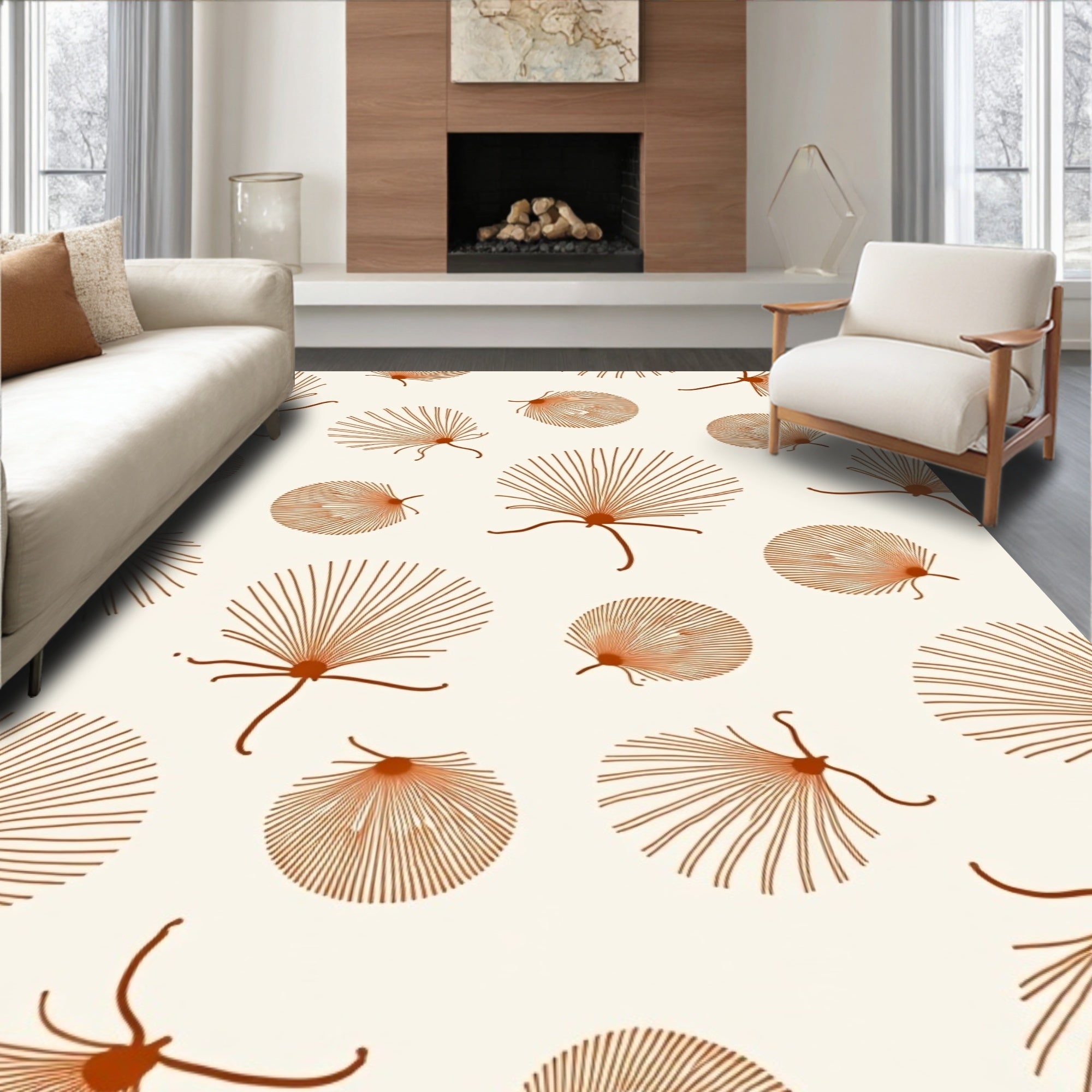 Minimalist Shell Fan Art Rug