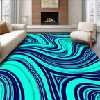 Abstract Teal Swirl Design Rug