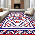 Red Blue Classic Intricate Pattern Rug