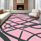Pink Wavy Line Contemporary Pattern Rug