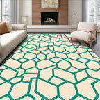 Teal Geometric Mosaic Pattern Rug