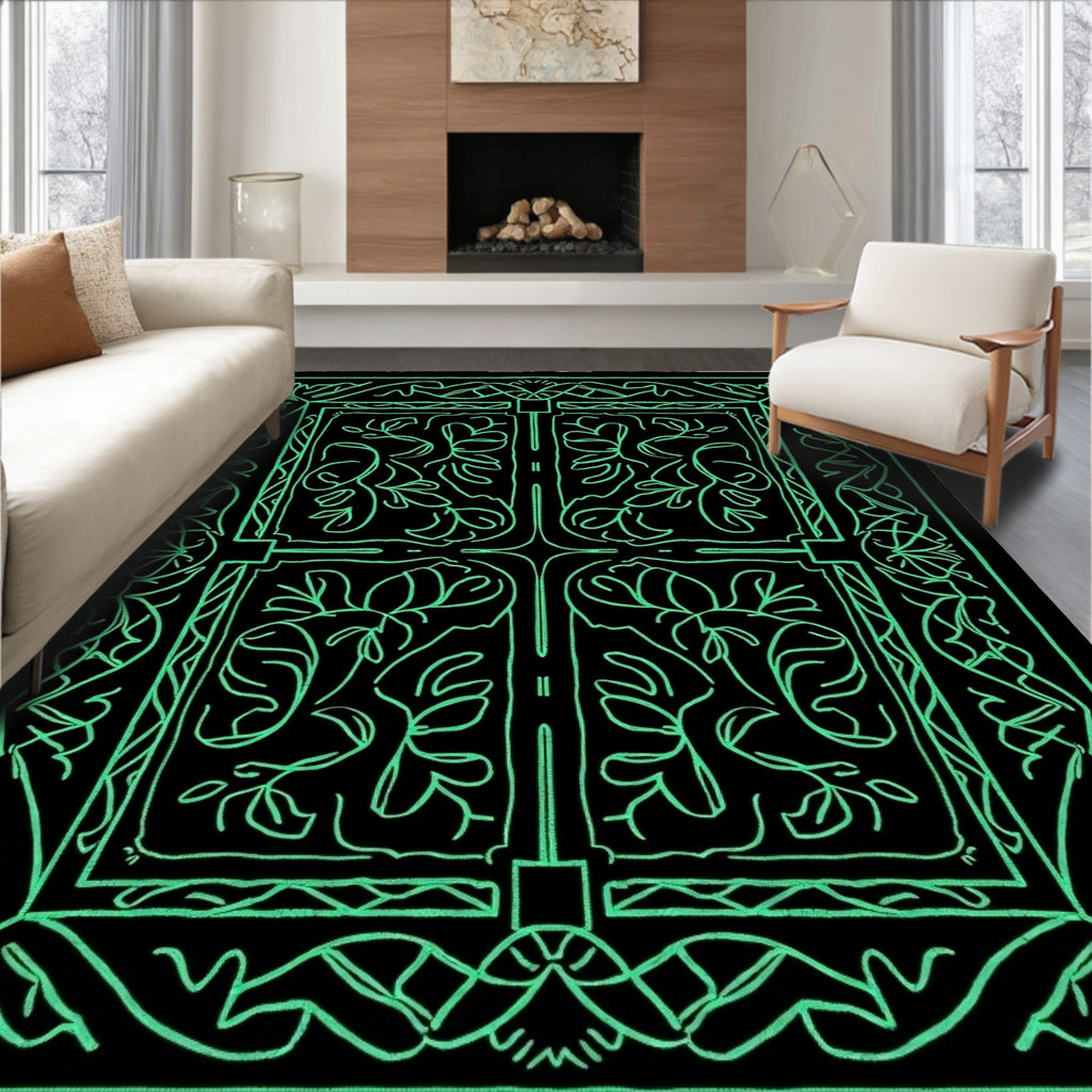 Ornate Floral Vine Abstract Design Rug