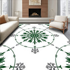 Dark Green Floral Medallion Circles Rug