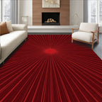 Deep Red Radial Burst Design Rug