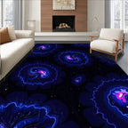 Abstract Neon Floral Swirl Pattern Rug