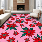 Red Poinsettia Bloom Arrangement Rug