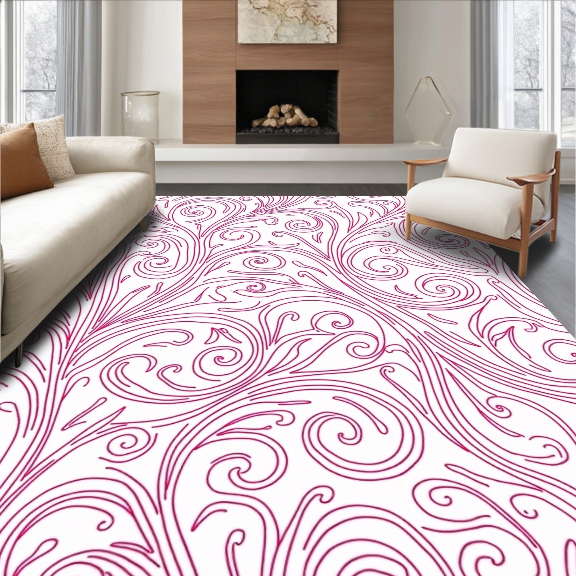 Ornate Vine Detailed Pattern Rug
