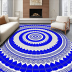 Blue Radial Geometric Pattern Rug