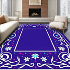 Vibrant Floral Scrollwork Star Border Rug