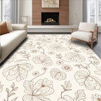 Delicate Floral Line Art Design Rug