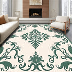 Ornate Scrollwork Cream Emerald Rug