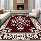 Ornate Floral Scrollwork Border Rug