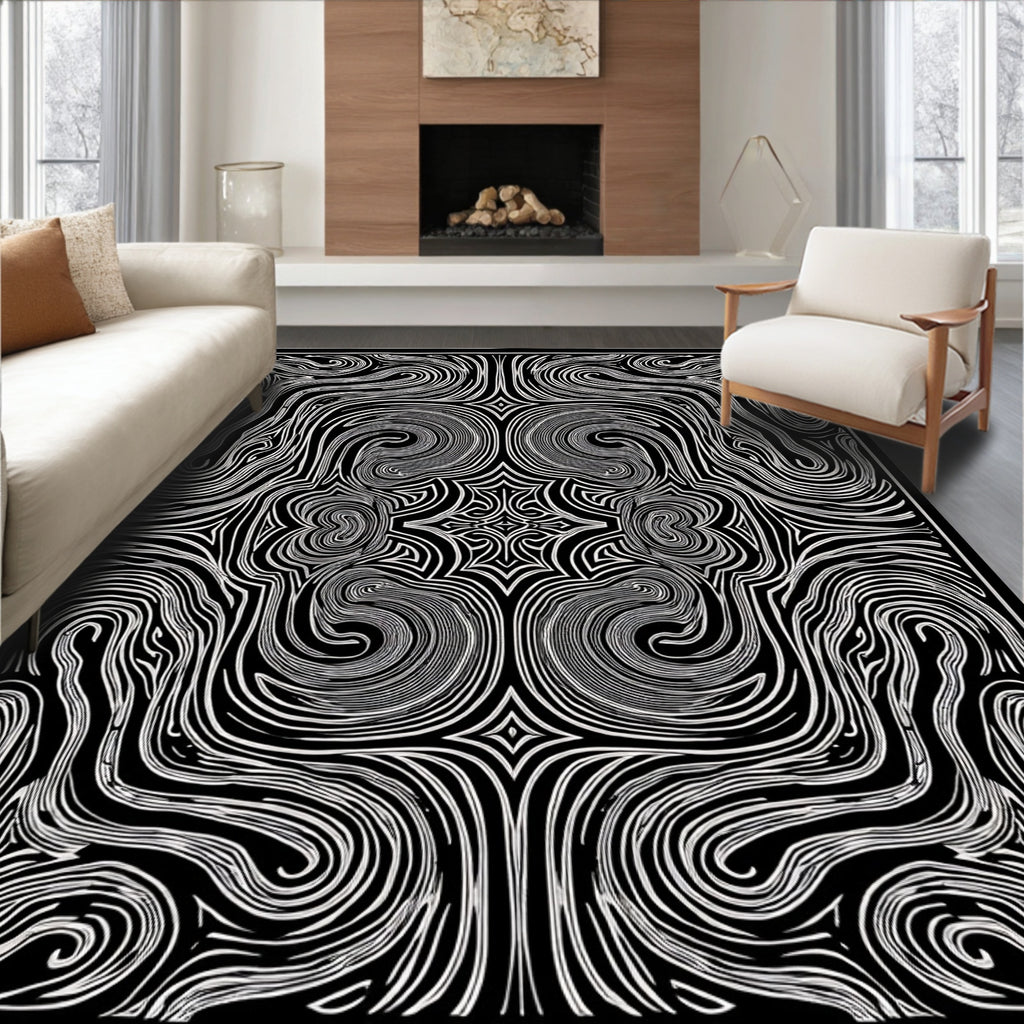 Monochromatic Swirls Pattern Rug