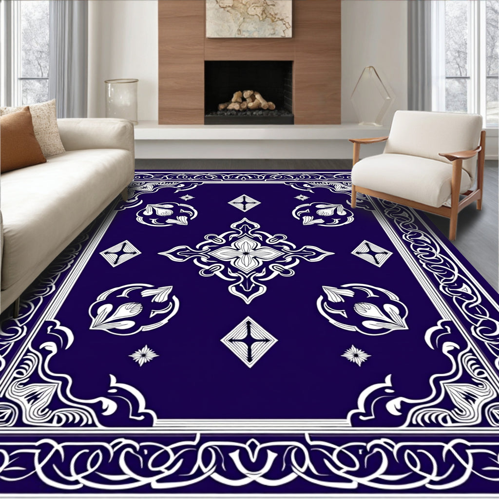 Ornate Floral Diamond Pattern Rug