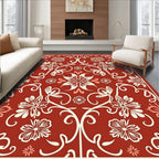 Ornate Floral Vines Crimson Rug