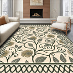 Classic Floral Vine With Ornamental Border Rug